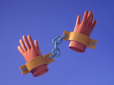 Hands in captivity 3d app buisness cartoon character design graphic design hand handcuffs illustration ui web
