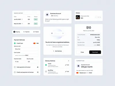 Flaffy ✧ UI Elements app card cards checkout components design invoice light light theme orders payment shipping ui ui elements