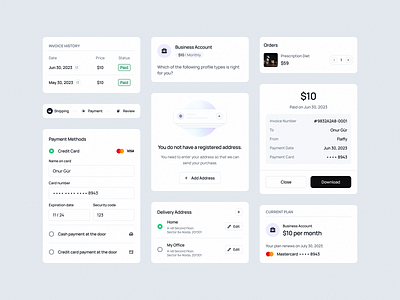 Flaffy ✧ UI Elements app card cards checkout components design invoice light light theme orders payment shipping ui ui elements
