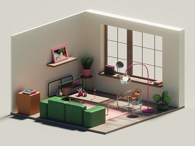 3D Room — Beauty studio 3d 3droom beauty books cg cinema4d plants render rozov salon sofa studio vinyl visualisation wnbl