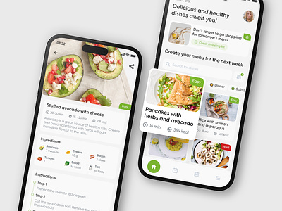 Menu configurator - mobile application apiko delivery eating food green health ingredients menu recipe restaurant