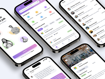 Job Finder App app design carrer clean design employee hiring app hiring platform job app job board job finder job listing job search mobile app product design ui ui design ui ex ui exploration vancany work