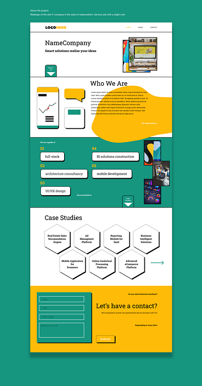 Neobrutalism style design landing page ui ux