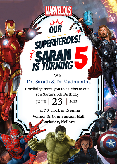 Marvel Superheroes Birthday Invitation birthday creative design graphic design invitation invite ironman marvel poster typography