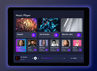 Music Player дизайн музыка плеер фигма