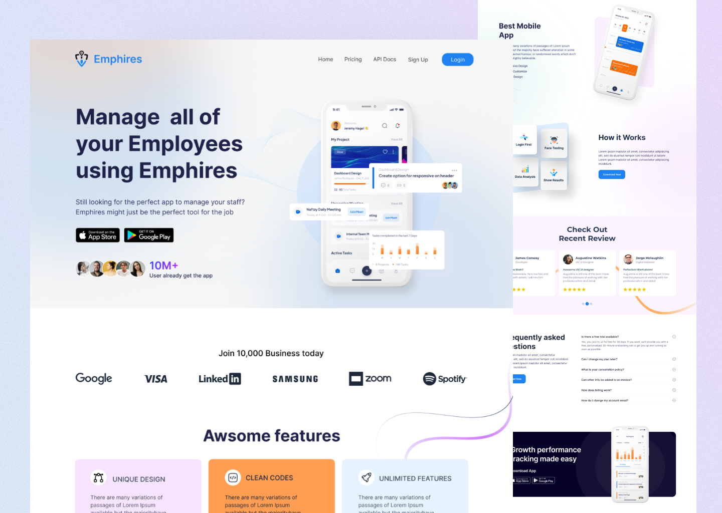 Employee Management System SAAS Landing Page UI Design by Najmul Hasan ...
