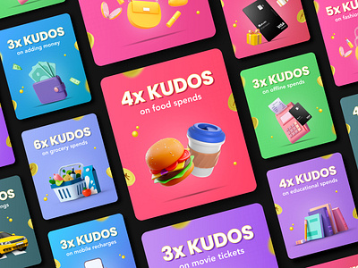 Offer cards for Akudo 3d banner minimal offers ui