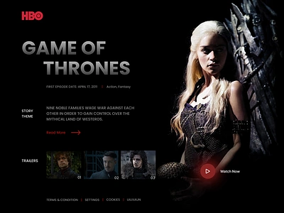 Game of Thrones branding design gameofthrones ui uiesign uiuxdesign uiuxtrends ux webdesign