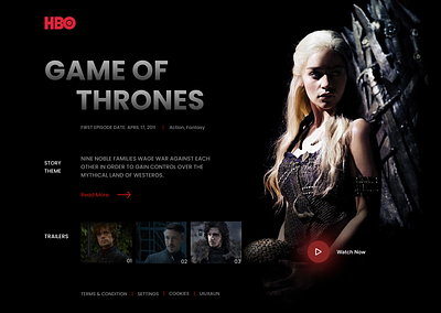 Game of Thrones branding design gameofthrones ui uiesign uiuxdesign uiuxtrends ux webdesign