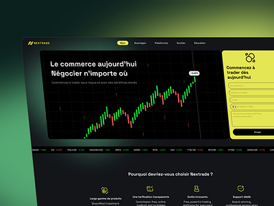 Nextrade | Landing page design design figma finance landing trading ui ui ux web