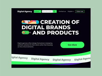 Landing Page Design: Digital Agency Hero hero header home home page homepage landing landing page landingpage uiux uxui web web design web site website