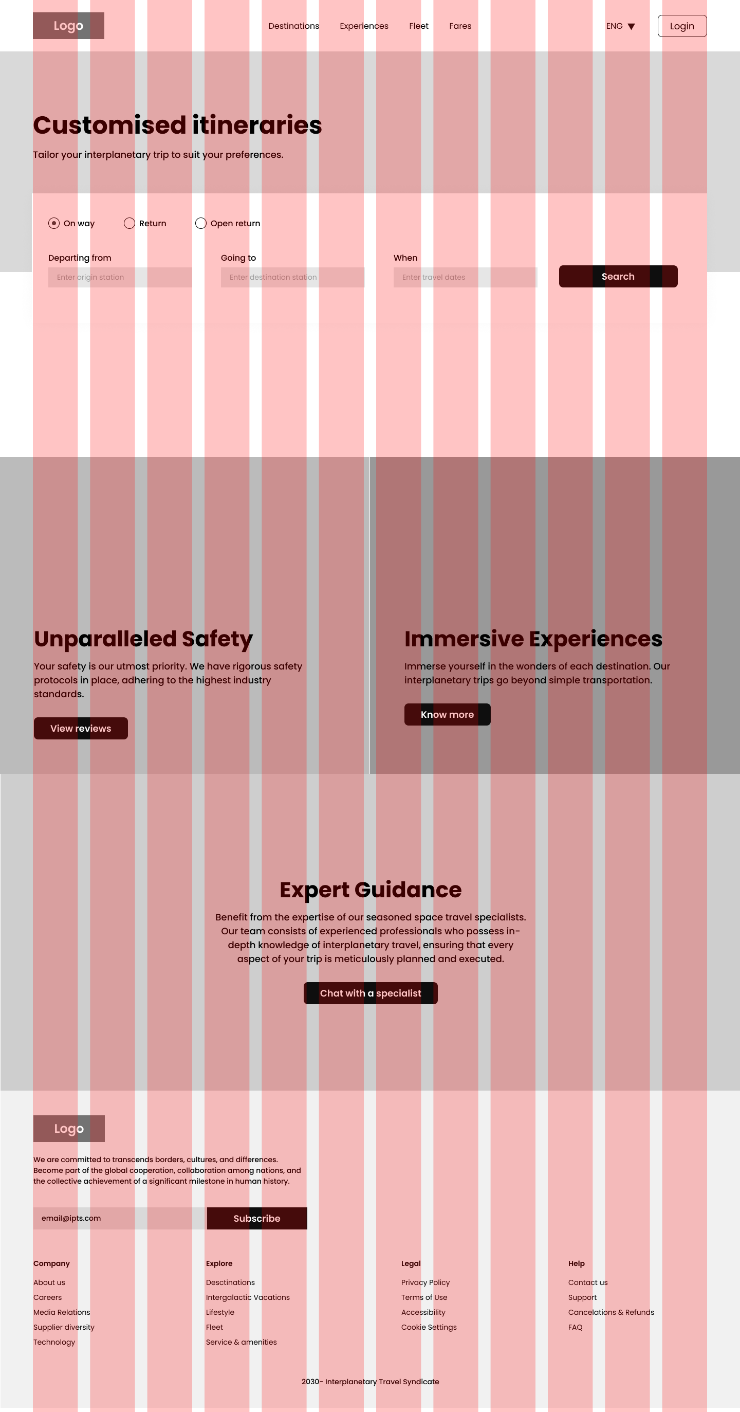 Wireframe + guides - IPTS Travel