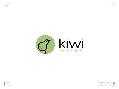 Cute kiwi logo (for sale) bird branding design icon kiwi logo logodesign logotype minimal vector