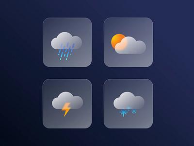 Glassmorphism Icons animatedicons animation clouds design glassmorphism glassy graphic design icons madewithsvgator motion motion graphics svganima svganimation ui uiux weather weathericons