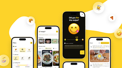 Hungry! A recipe app app branding design illustration interaction interface logo ui ux