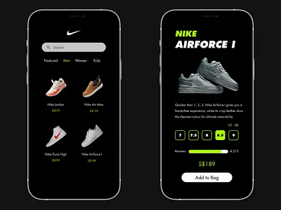 Nike App app design ui ux
