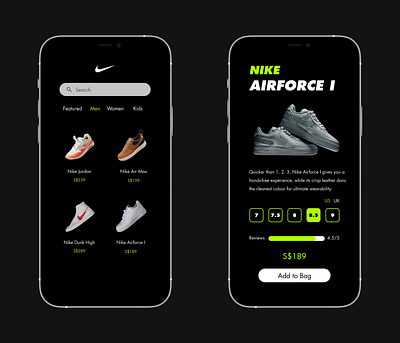 Nike App app design ui ux