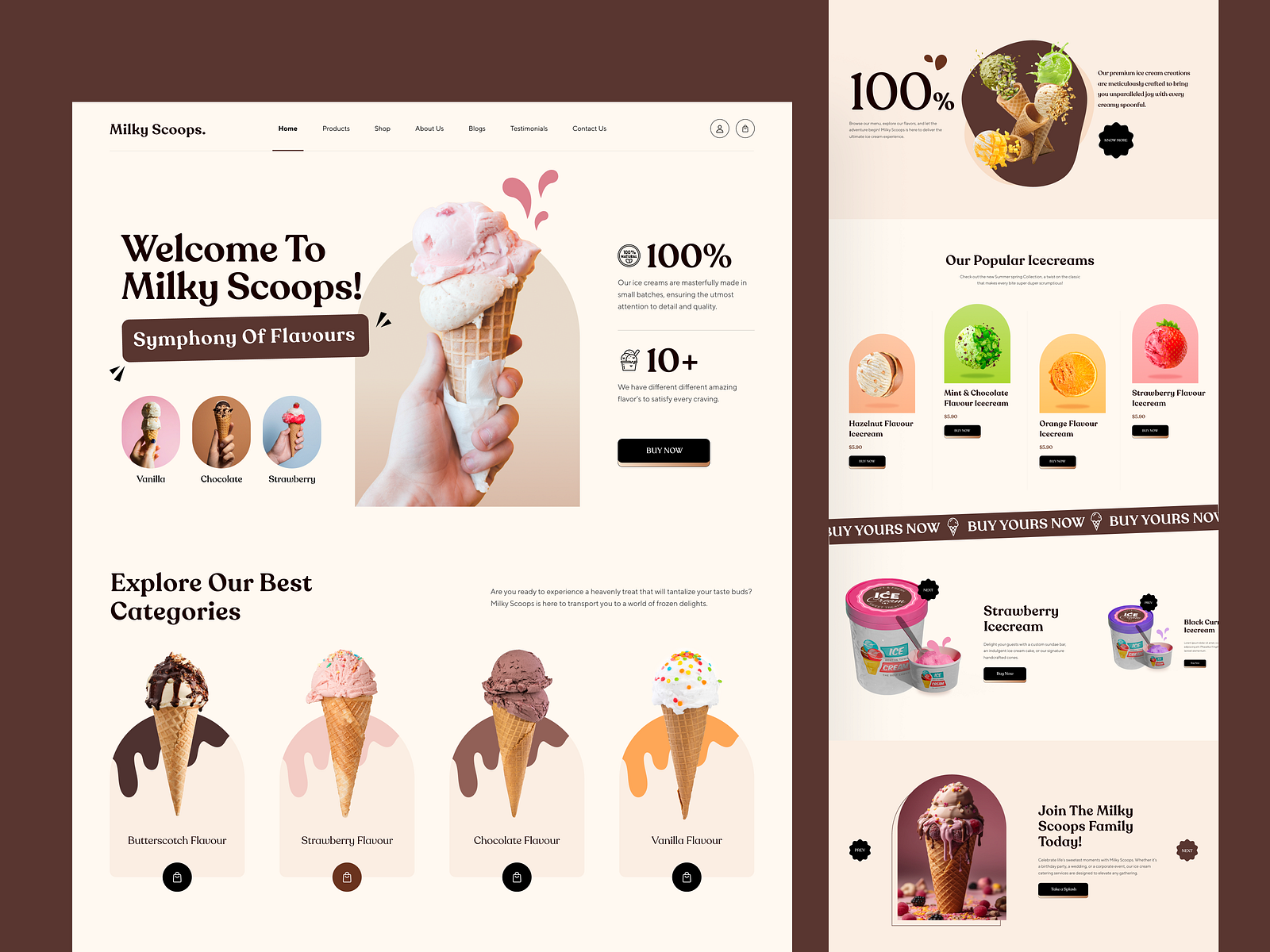 Milky Scoops site Design by Evince Development on Dribbble