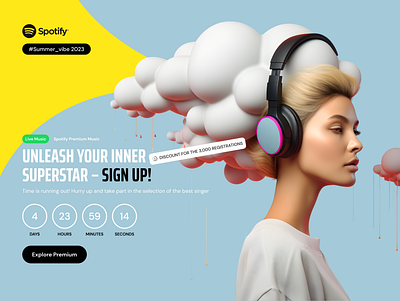 Spotify Explore Premium web banner 3d ai artists clean listenmusic modern design music ai music streaming playlist sound spotify ui uidesign