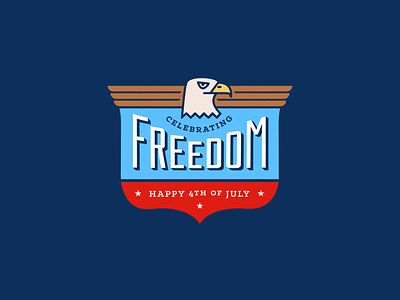 Celebrating Freedom 4th of july america badge design eagle freedom graphic design illustration independence day logo malley design patriotic stars and stripes typography vector