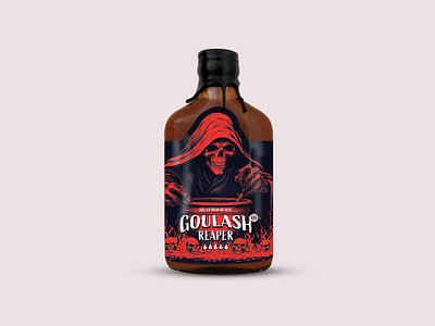 The Goulash Reaper Hot Sauce branding goulash graphic design grim reaper hot hot sauce label logo peppers reaper sauce