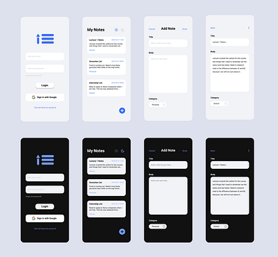 Notes-taking App app design ui ux