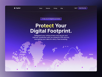 Cypher - VPN Website branding design graphic design illustration internet protection landing page ui vpn web design