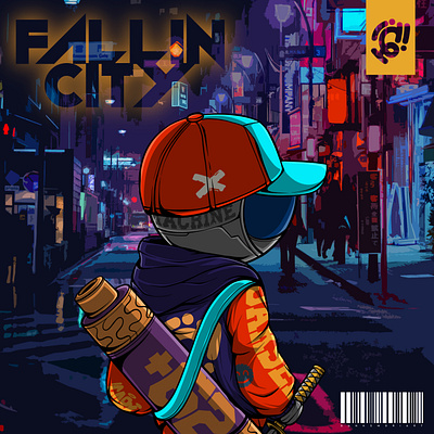 FALLIN CITY art character cyberpunk design futuristic illustration japanese ninja samurai shinobi streetwear urban warrior