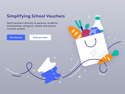 E-Vouchers - header illustration design donation electronic food groceries help illustration meal school shopping ticket voucher