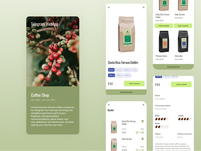 Coffee Shop Telegram WebApp bot e commerce graphic design mobile mobile app telegram ui