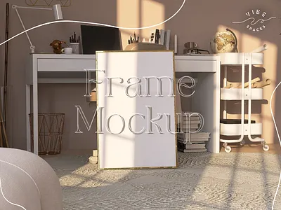 Frame Mockup art display bedroom decor branding mockup customizable lighting design presentation digital art frame mockup framed artwork graphic design high resolution mockup home styling interior design interior styling photoshop customization print design print on demand shadow play visual merchandising visual representation wall decor