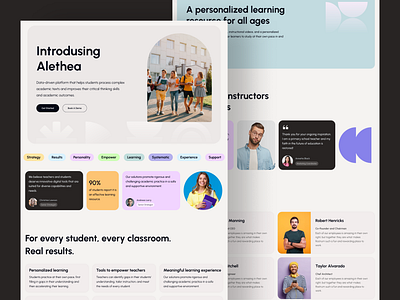 Online learning cards colorful design e learning edtech education hero home page landing online cource online education pastel reviews testimonials tutoring ui ui ux university website