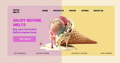 Landing page of icecream branding icecream intern landingpage landingpageinspiration spotmies ui uiux