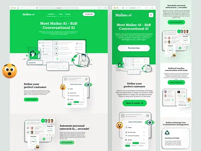 Email Conversational AI Landing Page Mobile Responsive Design ai ai design ai email sender ai for design ai landing page ai message sender artificial intelligence b2b email chatgpt email conversational conversational ai email ai email manager email sender by ai email writer ai landing page saas saas landing page web design web ui design