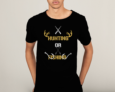 hunting or fishing t-shirt design design fishing graphic design gun hook hunting illustration retro t shirt trendy typography unique vector vintage