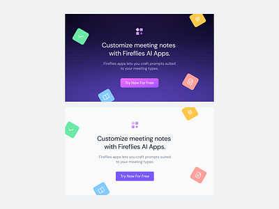 Email Banners: Introducing AI Apps ai app banner chatgpt dm sans email email template fireflies gradient meeting purple summary template ui ux website