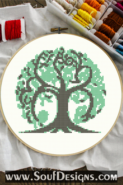 Tree of Life Embroidery Cross Stitch Pattern design embroidery graphic design illustration