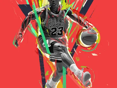 MJ 23 23 animated animation basketball character chicago bulls design illustration illustrator jordan motion graphics nba people portrait portrait illustration procreate