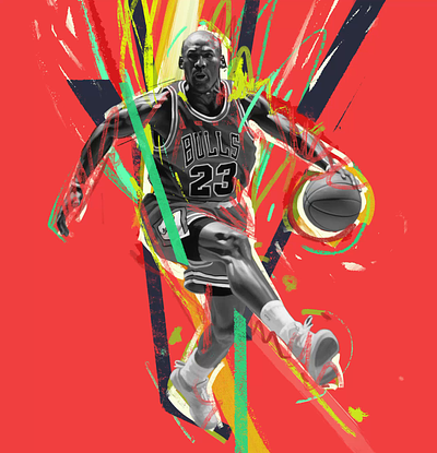 MJ 23 23 animated animation basketball character chicago bulls design illustration illustrator jordan motion graphics nba people portrait portrait illustration procreate