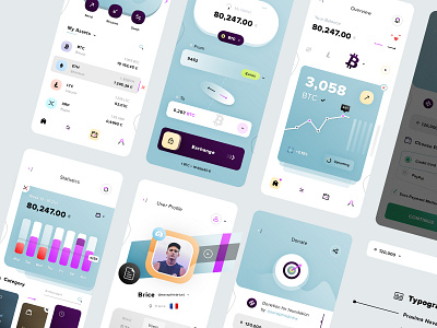 Wallet App app application app application mobile brand branding creative market crypto exchange exploration graphic design illustration illustrator ai msartphone photoshop psd print designer seraphin brice typo typography ui ux designer wallet dashboard