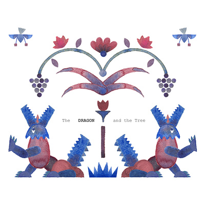 The Dragon and the Tree animation design dragon graphic design illustration motion graphics symmetry watercolor