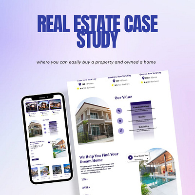 Real Estate properties branding landing page real estate ui