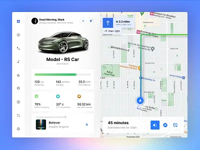 Day 21 - HMI Car Dashboard, Cluster Design cluster creative dashboard design minimal modern ui uiux userinterface