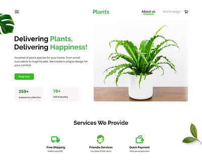 Plants shop store figma flower landing page plant uxui web design