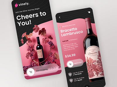 Wine Mobile App mobile mobile app pink ui ui design wine