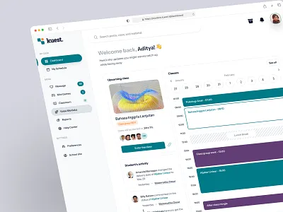 Making LMS Dashboard Engaging for Students analytics class classroom components dashboard design learning management system learning platform lms responsive saas schedule student ui ux web design website
