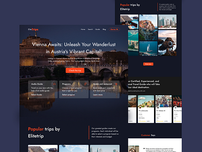 Elitetrips Landing Page landing page tourism agency travel agency travel website ui ui design website