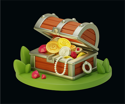 AI Treasure Chest 3D illustration 3d animation design graphic design illustration