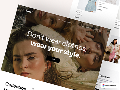 Nouva Fashion website - FREE UI KIT clothes design fashion free illustration kit logo u ui ui design uidesign uikit uikits uiux web website