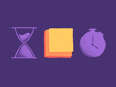 Productivity Illustrations hourglass illustration marketing parabol post its timer ui